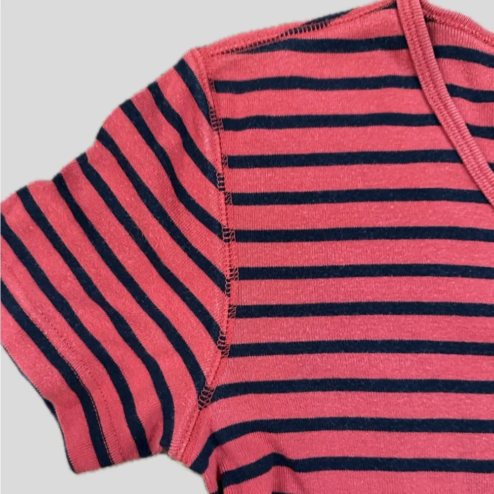 Vintage Esprit Red and Black Striped V-Neck Top - Picture 2 of 5